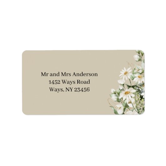 Madeliefje Wildflower Boho Adreslabel Etiket (Voorkant)