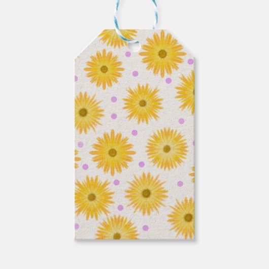 Madeliefje Wildflower Pastel Paarse Stip Cadeaulabel (Voorkant)