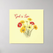 Madeliefje Zon Bloem God is Liefde Canvas Afdruk (Voorkant)
