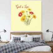 Madeliefje Zon Bloem God is Liefde Canvas Afdruk (Insitu (Slaapkamer))