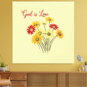 Madeliefje Zon Bloem God is Liefde Canvas Afdruk (Insitu (Woonkamer))