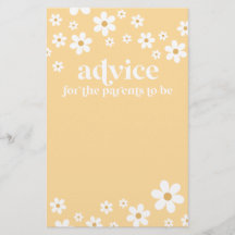 Madeliefjes Baby Shower Advies voor Ouders Kaart