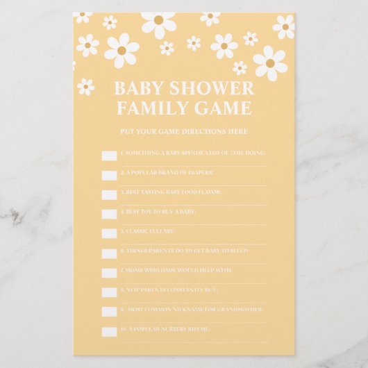 Madeliefjes Baby Shower Spel Flyer (Voorkant)