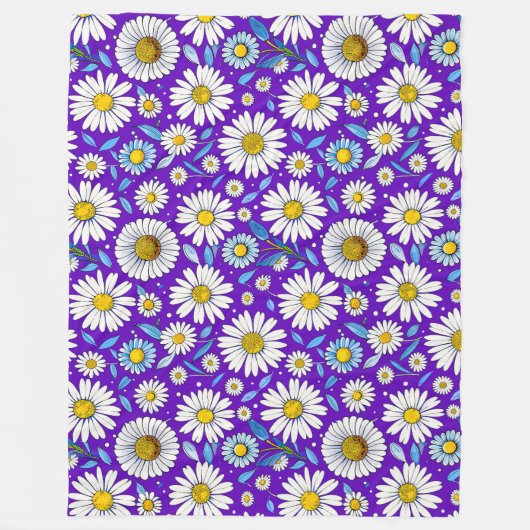 🌼 Madeliefjes & Bladeren Gloeien ❄️ Knusheid Natu Fleece Deken (Voorkant)