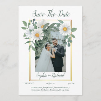Madeliefjes Bloem Goud Trouw Save The Date Kaart