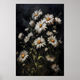 Madeliefjes Bloem Schilderij, Donkere Academics, V Poster
