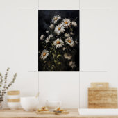 Madeliefjes Bloem Schilderij, Donkere Academics, V Poster (Keuken)