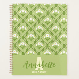 Madeliefjes Bloem Streep Patroon Groen Geel Wit Planner