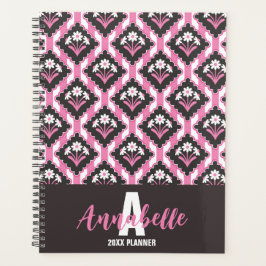 Madeliefjes Bloem Streep Patroon Roze Zwart Wit Planner