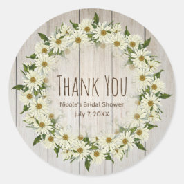 Madeliefjes Bloemen Krans Rustiek Landelijk Ronde Sticker