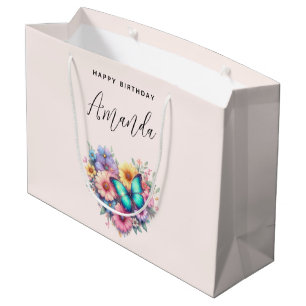 Madeliefjes Bloemen met een Mooie Vlinder Verjaard Groot Cadeauzakje
