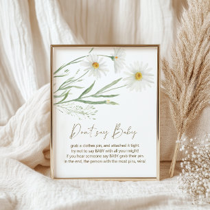 Madeliefjes Bloemen Niet Zeggen Baby Shower Spel Poster