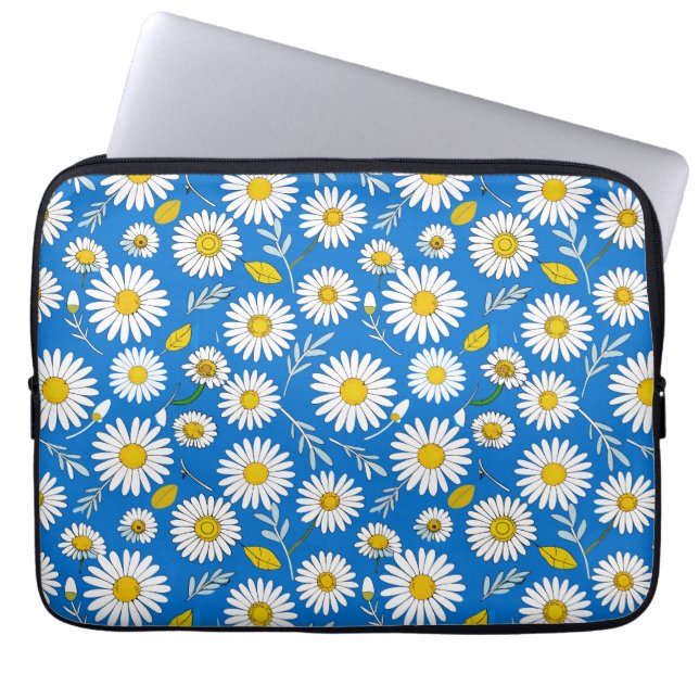 Madeliefjes bloempatroon laptop sleeve (Voorkant)