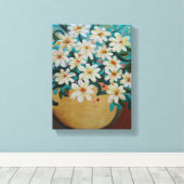 Madeliefjes bloemstuk canvas afdruk (Insitu (Houten vloer))