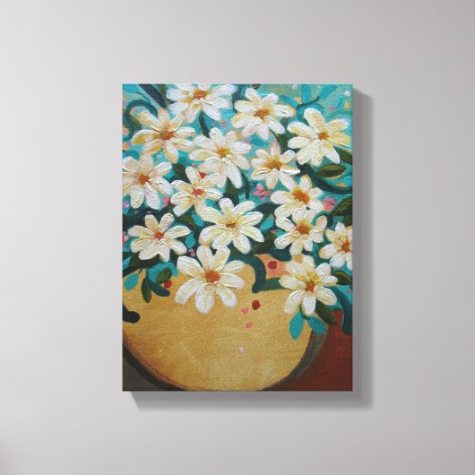 Madeliefjes bloemstuk canvas afdruk (Voorkant)