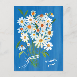 Madeliefjes Boeket Handgeschilderde Gouache Bedank Briefkaart