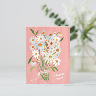Madeliefjes Boeket Handgeschilderde Gouache Bedank Briefkaart
