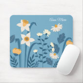 Madeliefjes botanisch blauwe bloemen muismat (Met muis)