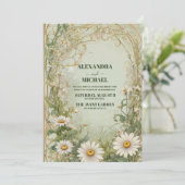  madeliefjes bruiloft art nouveau kaart (Staand voorkant)