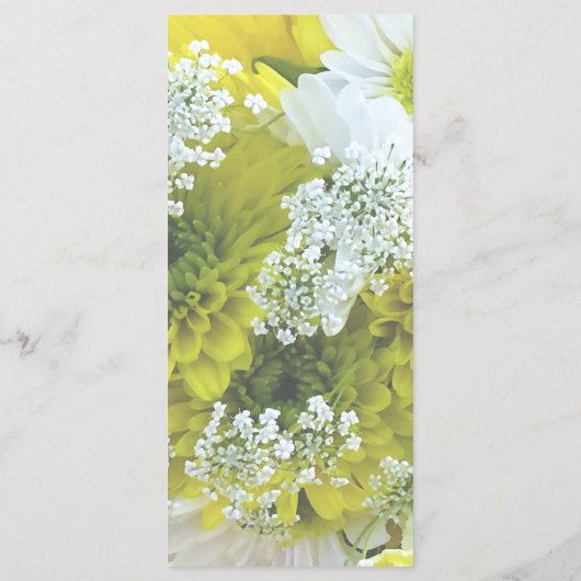 Madeliefjes, chrysanten en duizendknoop boeket menu (Achterkant)