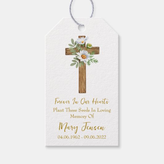 Madeliefjes Cross Memorial Zaadpakket  Cadeaulabel (Voorkant)