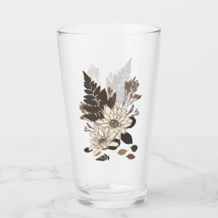Madeliefjes en bladeren - transparant op crème. glas