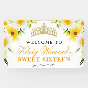 Madeliefjes en Bloemen Welkom Sweet Sixteen Spandoek