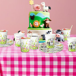 Madeliefjes en boerderijdieren Gefeliciteerd Papieren Bekers
