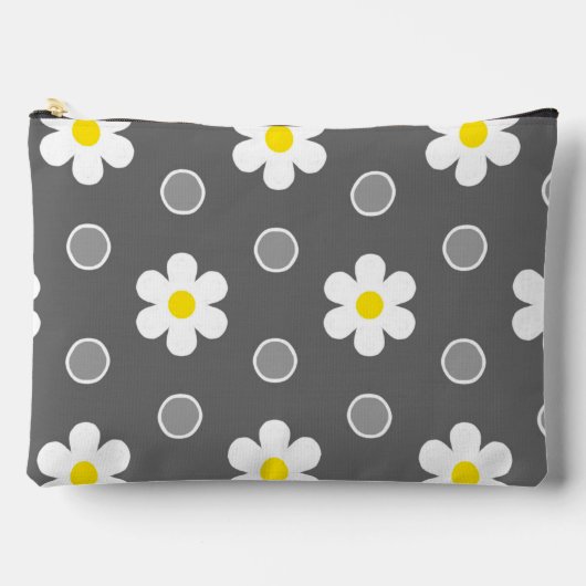 Madeliefjes en grijs en witte polka stippen etui (Voorkant)