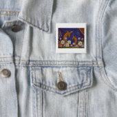 Madeliefjes en Herten Vierkante Button 5,1 Cm (In situ)