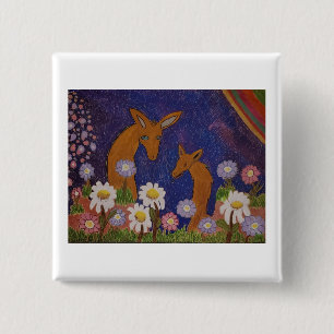 Madeliefjes en Herten Vierkante Button 5,1 Cm
