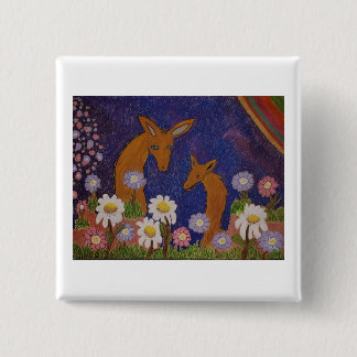 Madeliefjes en Herten Vierkante Button 5,1 Cm
