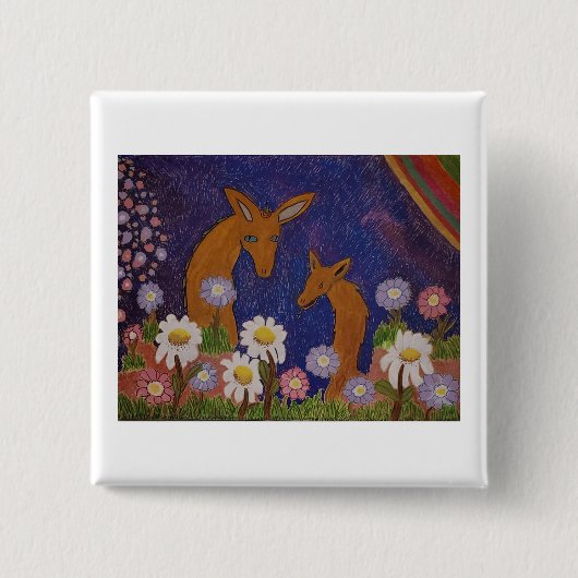Madeliefjes en Herten Vierkante Button 5,1 Cm (Voorkant)