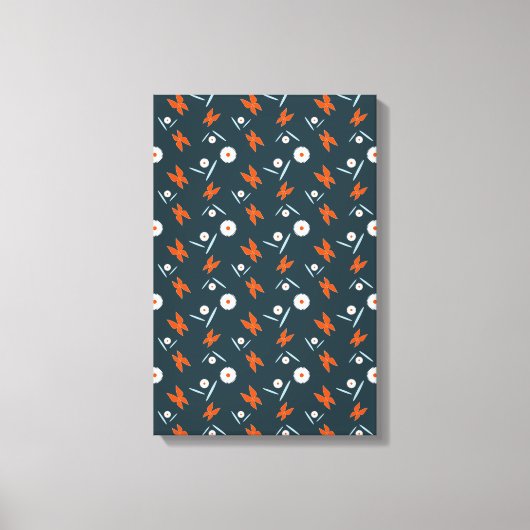 Madeliefjes en Vlinders Canvas Afdruk (Voorkant)