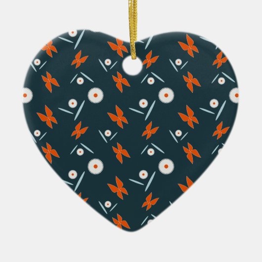 Madeliefjes en Vlinders Keramisch Ornament (Voorkant)