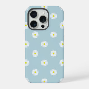 Madeliefjes Illustratief Patroon op Lichtblauw iPhone 15 Pro Case