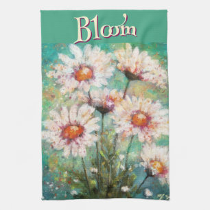 Madeliefjes Impressionistische Bloemen Teal Persoo Theedoek