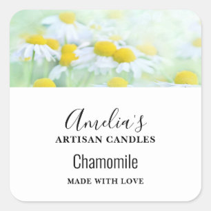 madeliefjes in een Field Candle Business Vierkante Sticker