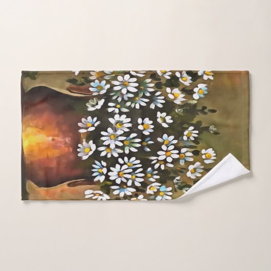 madeliefjes in een koperkleurige vaas bad handdoek (Handdoek)