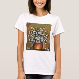 madeliefjes in een koperkleurige vaas t-shirt