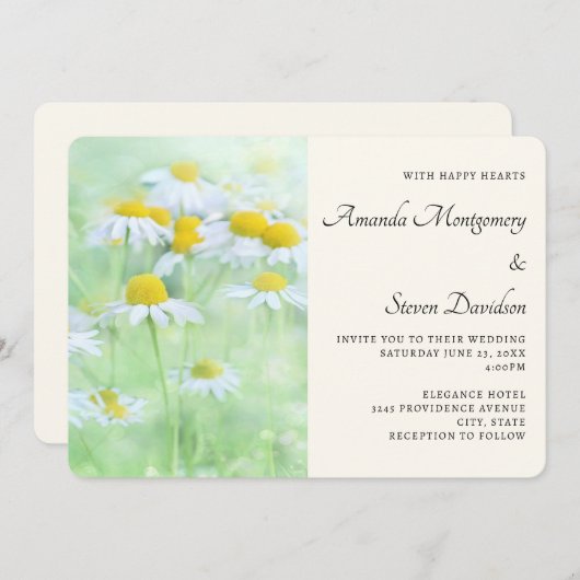  madeliefjes in een veld bruiloft kaart (Voorkant / Achterkant)