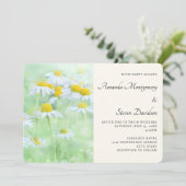 madeliefjes in een veld bruiloft kaart (Staand voorkant)