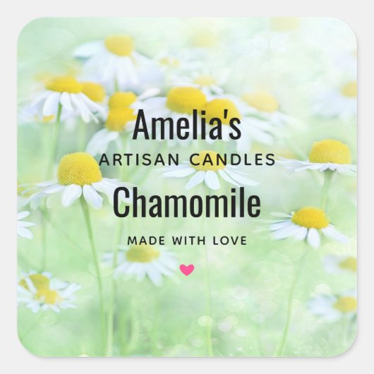  madeliefjes in een veld - Candle Business Vierkante Sticker (Voorkant)