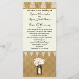 Madeliefjes in Mason Jar, Burlap Wedding Program Programmakaart