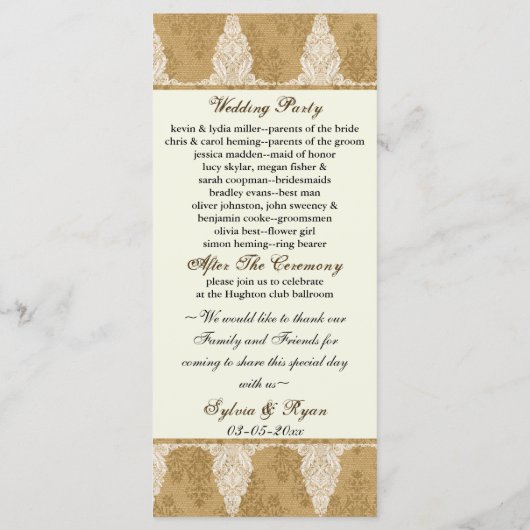 Madeliefjes in Mason Jar, Burlap Wedding Program Programmakaart (Achterkant)