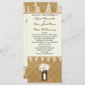 Madeliefjes in Mason Jar, Burlap Wedding Program Programmakaart (Voorkant / Achterkant)