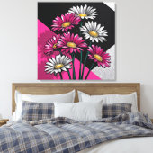 Madeliefjes in Roze en Wit  Canvas Afdruk (Insitu (Slaapkamer))