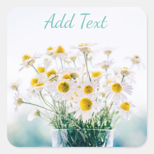  madeliefjes in vaas gepersonaliseerde Stickers (Voorkant)