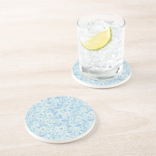 Madeliefjes in wit en blauw op zee glas zandsteen onderzetter