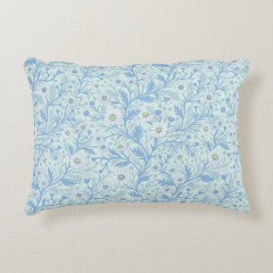 Madeliefjes in wit en blauw op zeeglas accent kussen